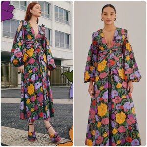 Farm Rio Bucolic Garden Cut Out Maxi Dress